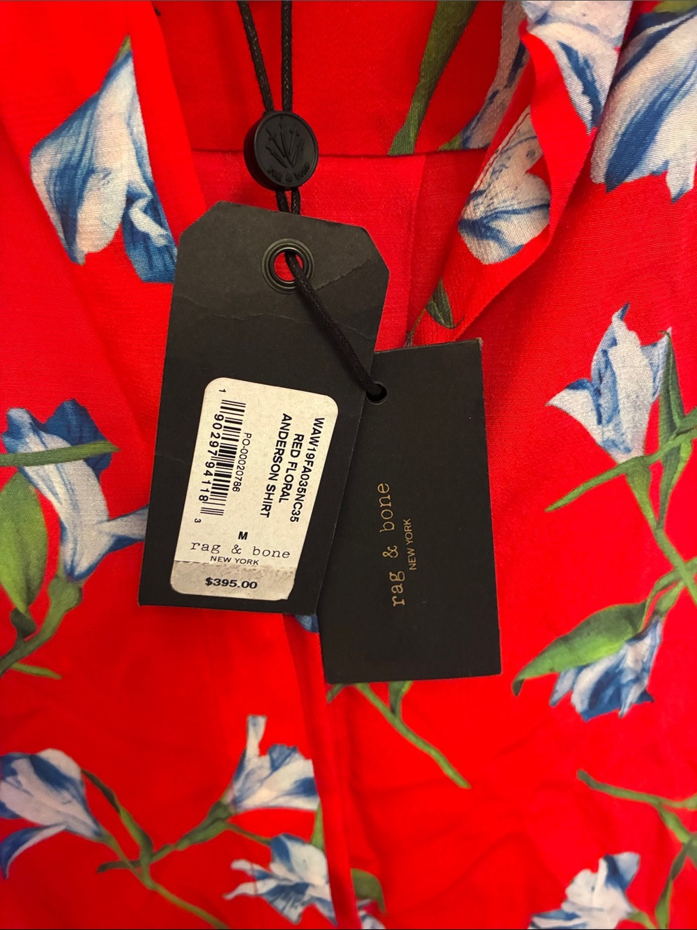 rag & bone Red Floral Blouse NWT size Medium Super soft shirt. Originally $395 - Picture 11 of 12